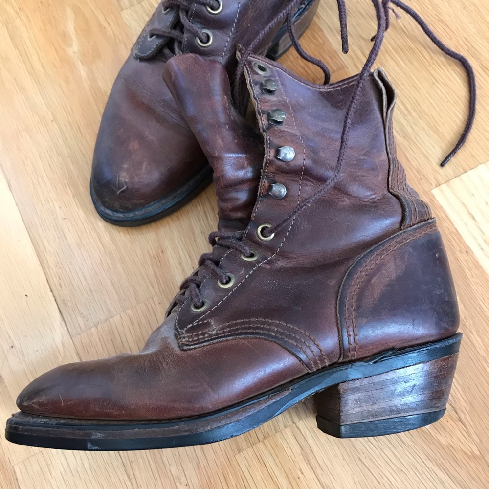 Leather lace up boots